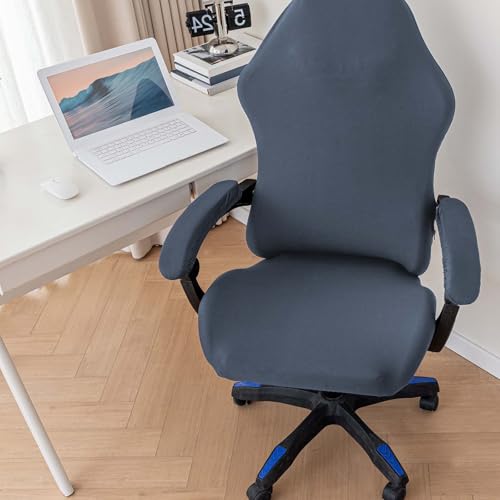 tintoke Gaming Stuhl bezug 4 STK mit Armlehnen/stuhlrücken bezug/sitzbezug bürostuhl,GamingStuhlbezüge Anti-Rutsch,Abnehmbar,waschbar,Gute Elastizität,für Gaming-Stühle, Computerstühle (Salz Asche)