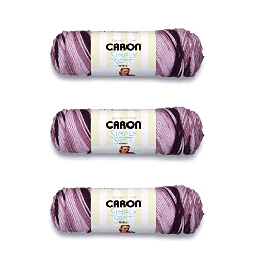 Image of Caron Simply Soft Grape Purple Ombre Yarn - 3 Pack of 141g /5oz - Acrylic - 4 Medium (Worsted) - 235 Yards - Knitting /Crochet
