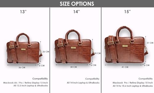 Image of Probus 13-Inch / 14 Inch / 15.6 Inch Vegan Leather Laptop Messenger Bag Sleeve Case Cover for MacBook Office Executive