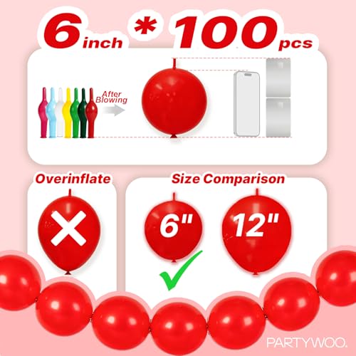 PartyWoo Rainbow Linking Balloons 100pcs 6 Inch Multicolor Link Balloons by PartyWoo - Used condition - Image 4
