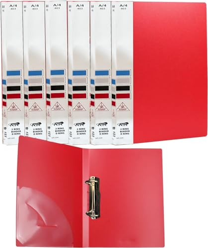 Image of 2D Ring Binder File| Durable Polyethylene File Folder Document for Professional Use| Holds Upto 250 Sheets (Blood Red, Pack of 10)