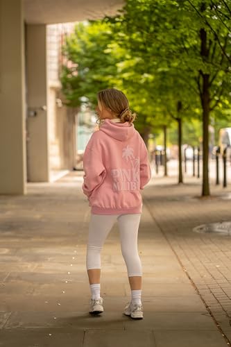 Lang Horn Malibo Collection Graphic Hoodie, Long Sleeve Sweatshirt, Oversized Y2K Streetwear, Teen Girls and Women Medium Pink - Image 7