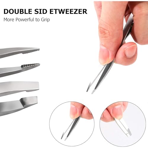 jatimdotin Zeckenzange 3er Set mit Box, 2 in 1 Profi Zeckenpinzette, Zeckenhebel Problemlos Zecken Entfernen, Edelstahl Zeckenzange für Mensch, Hunde, Katze