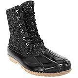 Sugar Womens Duck Boots - Waterproof Shell Insulated Snow Boot-Skylar2-Black/Glitter-8