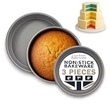Samuel Groves Victoria Backform für Sandwich, Biskuitkuchen, gerade, tiefer Boden, doppelt beschichtet, antihaftbeschichtet, hergestellt in Großbritannien (15,2 cm, 17,8 cm, 20,3 cm), 3 Stück