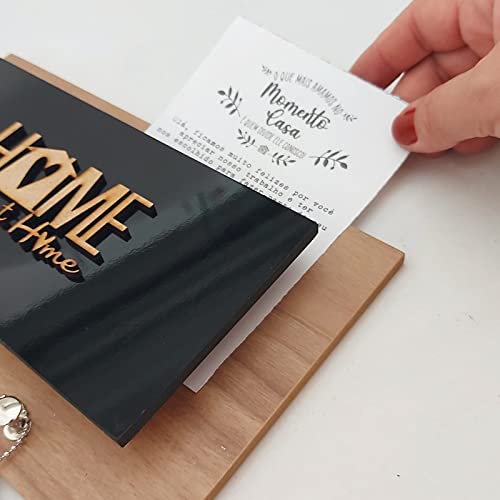 Porta Chaves e Cartas Momento Casa Home Sweet Home 25x15cm (Amadeirado e Preto)