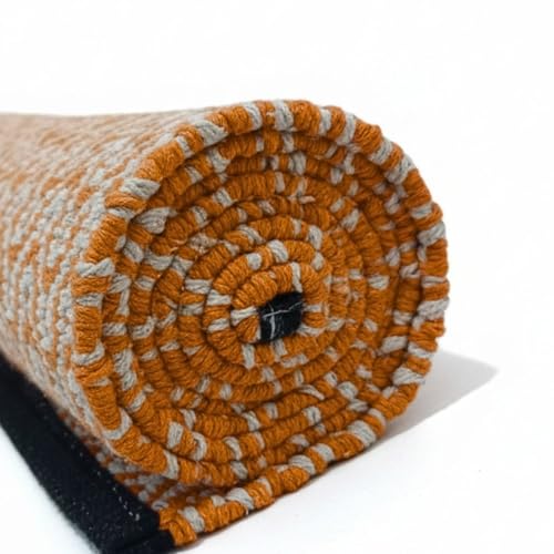 Image of Pure cotton anti-skid, machine wash yoga mat. 73inches x 24inches, 5mm thickness (7mm (Rust Orange))