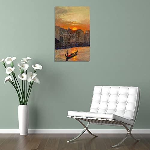 Abstract Oil Painting Art Poster Man Rowing Boat On River Art Print Wall Decor Canvas Wall Art Prints For Wall Decor Room Decor Bedroom Decor Gifts 24X36Inch(60X90Cm) Frame-Style #TOP4