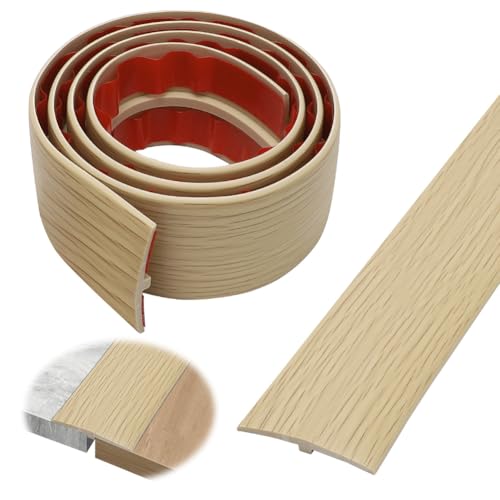 Profil de transition autocollant de 1M * 5CM, bande de seuil en PVC, bande de transition profil en T, bande de compensation de hauteur pour parquets stratifiés, seuils (bois d'érable)