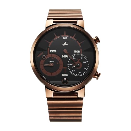 Fastrack Gambit Quartz Analog Black Dial with IP Brown Stainless Steel Strap Watch for Men (B0D6B5NV8K) Amazon Price History, Amazon Price Tracker