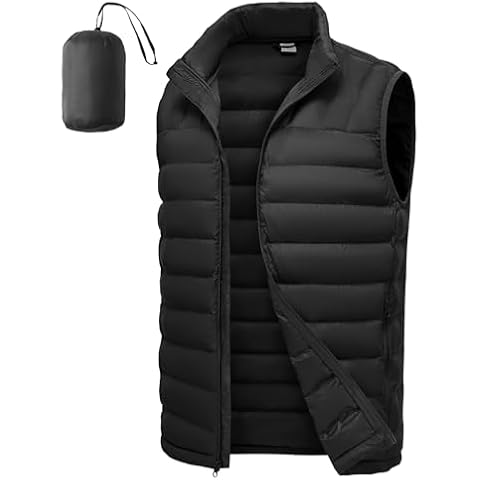 TBMPOY Men's Lightweight Packable Puffer Vest Sleeveless Puffy Outerwear Water-Resistant Bubble Jackets Work Casual Golf Black XL Cover