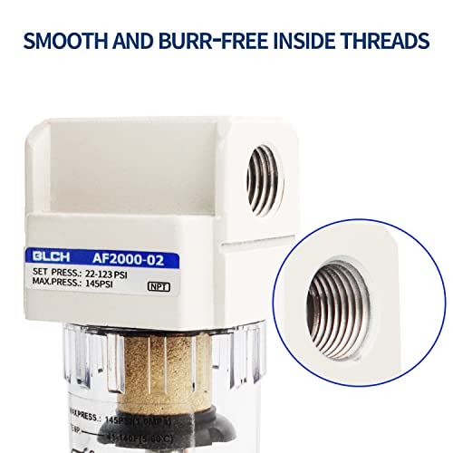 Blch 797444886627 1/4 Inch Npt Air Line Dryer - Air Dryer For Compressor,Compressed Air Dryer Air Drying System Af2000-02 Manual Drain Poly Bowl 0-160 Psi 5Μm thumb #4