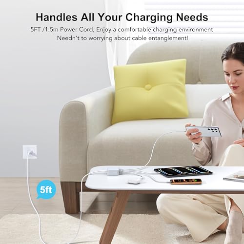 BREEKET 100W 6-Port USB-C/USB-A GaN Charging Station with 5ft Cord — view 8