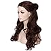 ColorGround Women's Long Wavy Brown Prestyled Cosplay Costume Wig with Detachable Bun