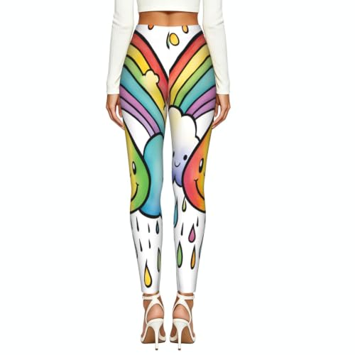Leggings elásticos para mujer Rainbow Clouds sin transparencias en entrenamiento 4