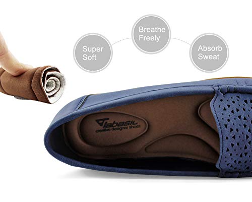 JABASIC Womens Penny Loafers Breathable Slip on Flat Shoes Moccasins (9,Navy)