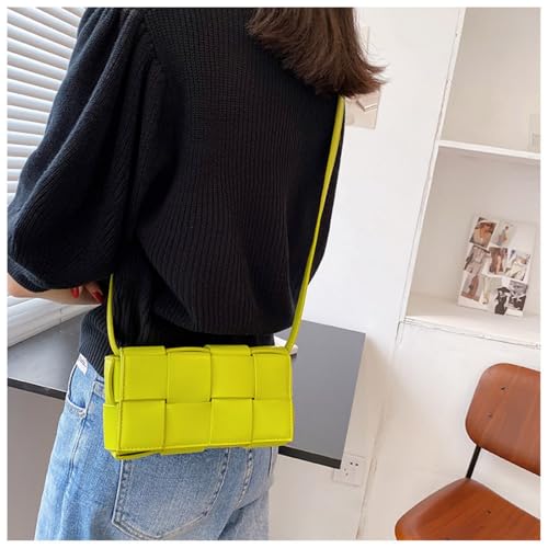 Image of Mini Woven Crossbody Bag for Women, Square Shoulder Handbag Leather Clutch Purse Cute Fanny Packs with Adjustable Belt