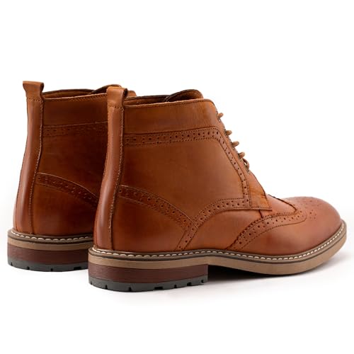 ArcBrothers Men's Genuine Leather Dress Boots – Classic Brogue Oxford Ankle Boot，YellowBrown,10.5 by ArcBrothers - Image 7
