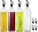 MIUSITE Olive Oil Dispenser Bottle, Glass Cooking Oil Dispenser Bottle for Kitchen,Oil and Vinegar Dispenser Set of 4, Oil Drizzler with Plastic Pourer, Funnel - 500ml