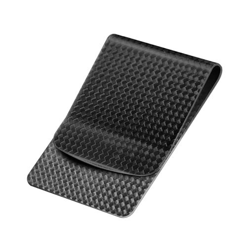 LittleBlack Real Carbon Fiber Money Clip Ultra-Thin Slim Wallet (8mm / 0.31in) Front Pocket Card Holder Strong Grip Holds Up to 25 Bills or 7 Cards Minimalist Gift for Men