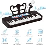 Kids Piano, 37 Keys Toddler Piano Keyboard Toy Electronic Musical Instrument Educational Toy with Microphone, 2 Speakers, Record Playback, Christmas Birthday Gift for 3+ Years Old Black