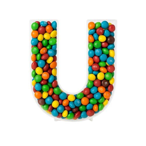 OAEUQ Fillable Alphabet Acrylic Tray Letter Candy Jar Reusable Party Food Jar with Magnetic Lid 10-Inch Sealed Decorative Box (U)