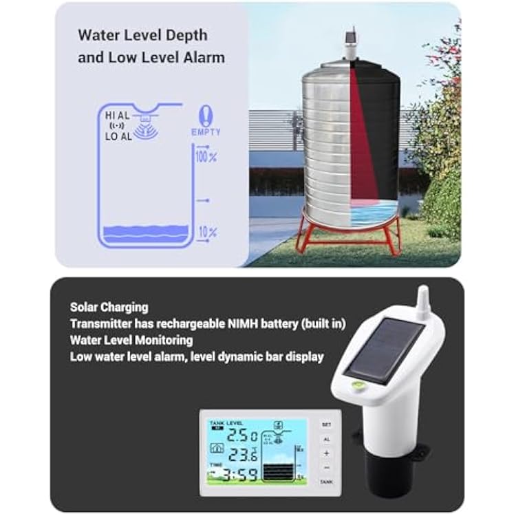 Ultrasonic Level Sensor Meter Indicator Water Tank Liquid Depth Electronic Digital Display Receiver Transmitter
