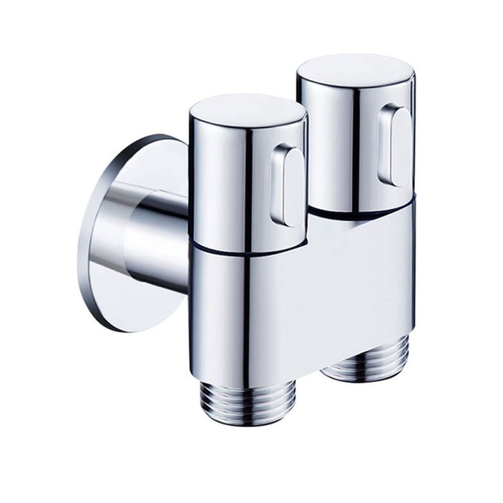 Válvula de ángulo de Tres vías Divisor de Agua de uno en Dos Salidas Adaptador de Grifo de Lavadora de Doble Uso Accesorios de baño, Negro Good
