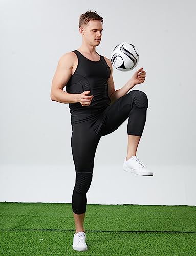 Topeter Athletic Workout Leggings 3/4 Capri Padded Short Pants Compression Tights White Label L/Us S #TOP2