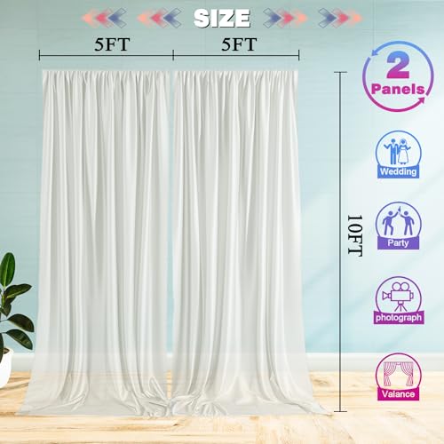 TOAOFY 10ftx10ft Satin Wedding Backdrop Satin White Backdrop for Party Ceremony Anniversary Wedding Reception Photo Background Home Decoration Supplies White TAYBSDJ042