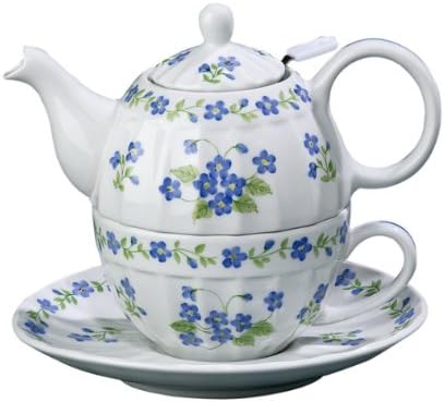Andrea By Sadek 6"h Blue Forget Me Not Tea For One With Mesh
