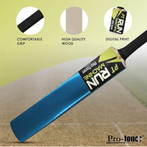 Image of Protoner Wooden Metallic Cricket bat for Tennis bat Play (Blue, No.3,Age 5+ (28inch))