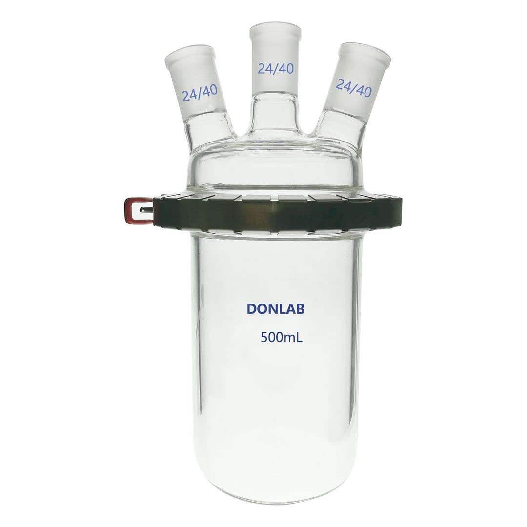 REA-0055 Cylindrical Reaction Kettle Flask with Cover,Four-Neck Standard Taper Joints 34/45 Joint Center - 24/40 Joint Side Neck 10000ml/10L Capacity