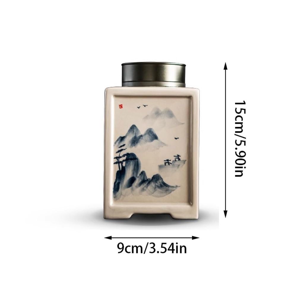 REIK Contenitore per il tè in Ceramica Lattine da tè in ceramica dipinte a mano, lattine sigillate rettangolari for uso domestico, lattine da tè for il risveglio del tè verde, piccoli magazzini di tè