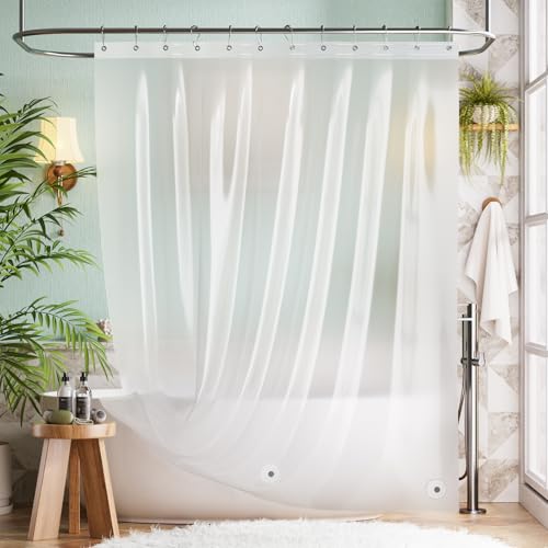 Image of Bathway Shower Curtain Liner, Frosted Shower Curtain Liner 72x72 PEVA Waterproof Shower Curtain Liner Plastic with 3 Magnets and 12 Rustproof Metal Grommets, Lightweight Shower Liner for Bathroom