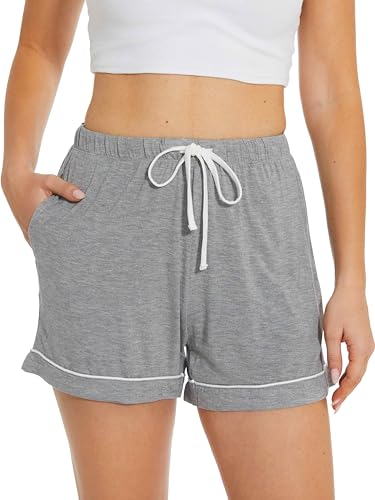 Image of GYS Women's Bamboo Viscose Pajama Shorts for Summer | Cooling & moisture wicking, for hot flashes, Lightweight, Elastic hight waist with drawstring, 2 pockets, Stretch soft