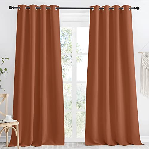 NICETOWN Blackout Curtain 118 inch Long, W55 x L118, 1 Panel, Burnt Orange, Thermal Insulated Window Treatment with Grommet Room Darkening Thermal Insulated Panel for Bedroom/Living Room