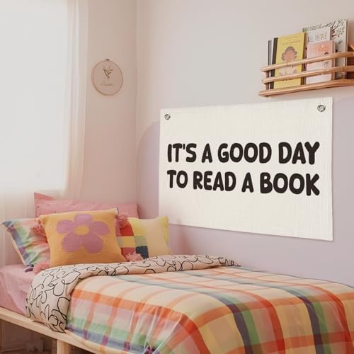 Wheatwin Classroom Decor, Reading Nook Decor, It's A Good Day To Read A Book Banner 20x30 Inch - Book Club Decorations, Kids Bedroom Wall Art, Bookworm Gift Idea, Cozy Reading Corner Playroom Wall Hanging by Wheatwin - Used condition - Image 6