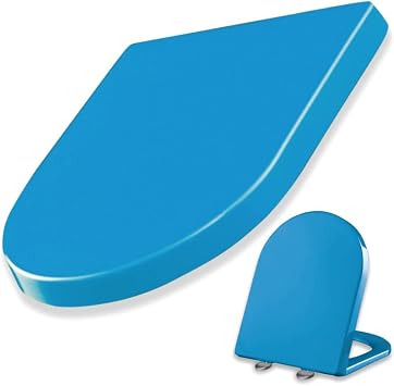 D/U-Shaped Slow Close Toilet Seat with Adjustable Hinges, One-Click to Quick Release, Easy to Install & Clean, Polypropylene PP, 18.1x14.2in, Blue