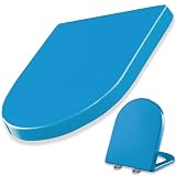 Tapa WC Azul, Asiento de Inodoro Forma U con Cierre Suave y Liberación Rápida para una Fácil Montaje y Limpieza, Tapadera WC Universal, Tapa de Inodoro de PP, 46x36cm
