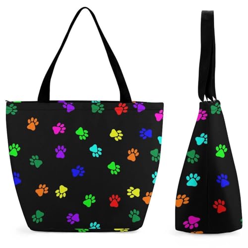 Sac à main empreintes colorées pour femme | Grand sac de shopping et voyage 32,5 cm