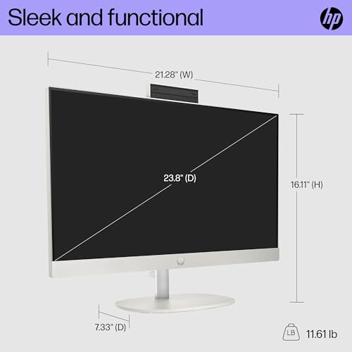 Image of HP 23.8 inch All-in-One Desktop PC, FHD Display, AMD Athlon Silver 7120U, 8 GB RAM, 256 GB SSD, AMD Radeon Graphics, Windows 11 Home, 24-cr0110 (2023)