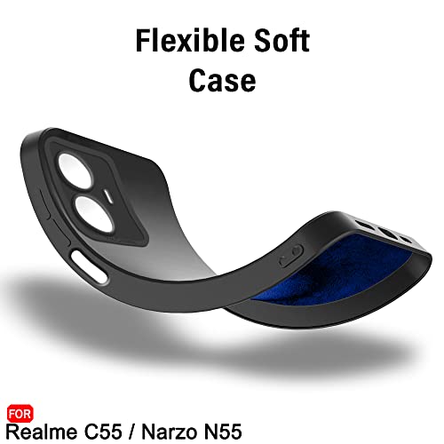 Image of TheGiftKart Liquid Silicon Back Cover Case for Realme Narzo N55 / Realme C55 | Stylish Camera Protection Module | Micro-Fibre Lining Inside | Shockproof Back Cover for Realme C55 (Silicone, Black)