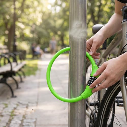 Candado de Cable para Bicicleta, Combinación 4 Dígitos miniatura 4