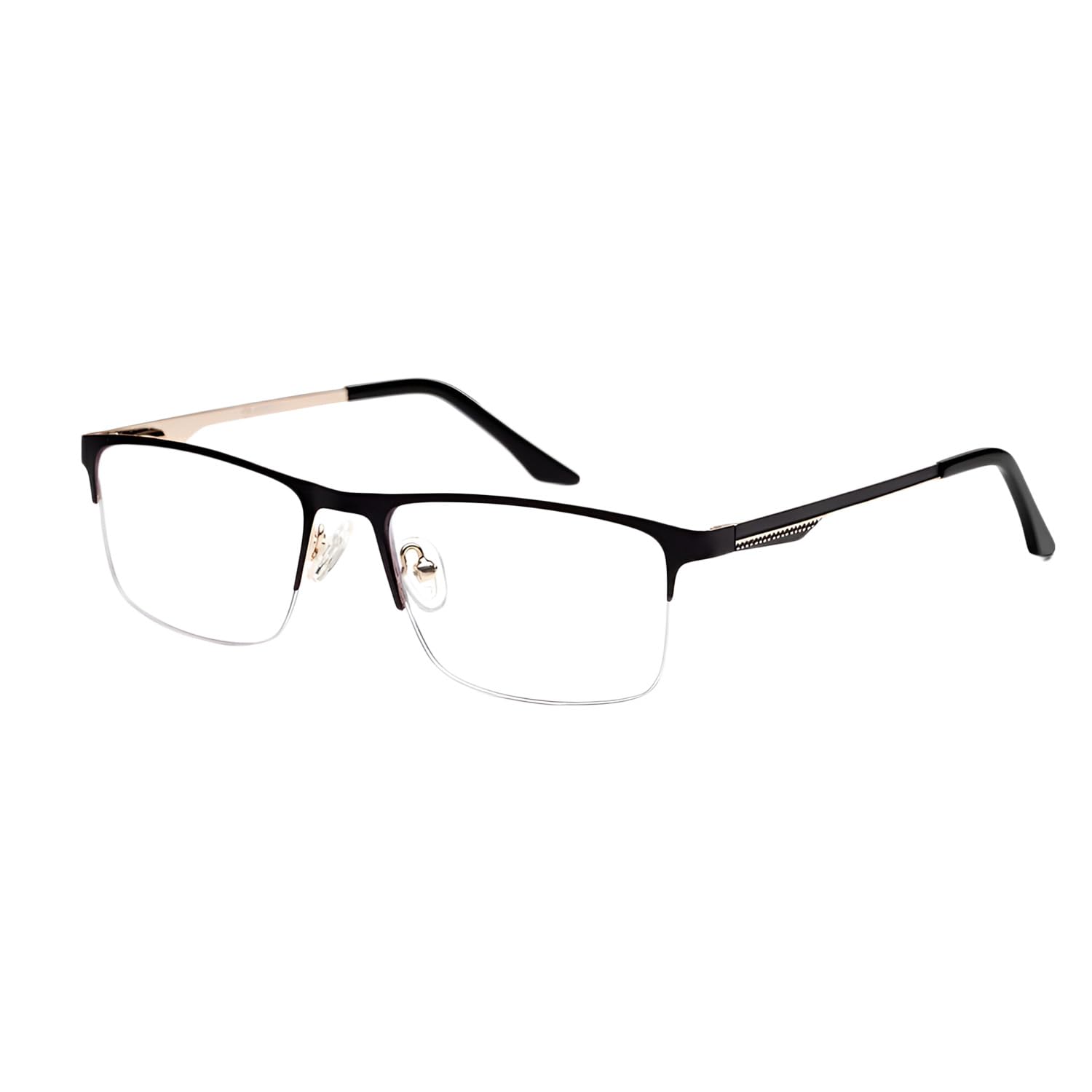 Blue Light Blocking Eyeglasses for Men - Half-Rim Rectangle Frames - Zero Power Computer Glasses with Anti-Glare Coating, Black-picture-27