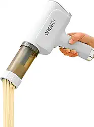Máquina Elétrica para Fazer Macarrão, Aço Inox 304, Portátil, Recarregável, 5 Moldes, 40W, 200g Capacidade, Máquina de Massas Elétrica Compacta e Prática (Branco)