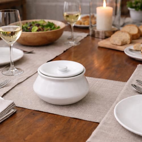 KALAKRITI 450ml Glossy White Ceramic Handi with Lid | Sauce Pot | Curd Setter & Dahi Donga | Serving Ceramic Handi for Biryani, Dal, Sabzi, Gravies, Curry & Desserts (Set of 1)