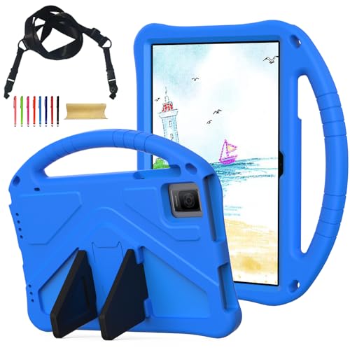 Revvl Tab 5G Tablet Case for Kids Children Friendly EVA Lightweight Handle Stand Case with Shoulder Strap Shockproof for T-Mobile Revvl Tab 5G 10.36 2023 Tablet Blue