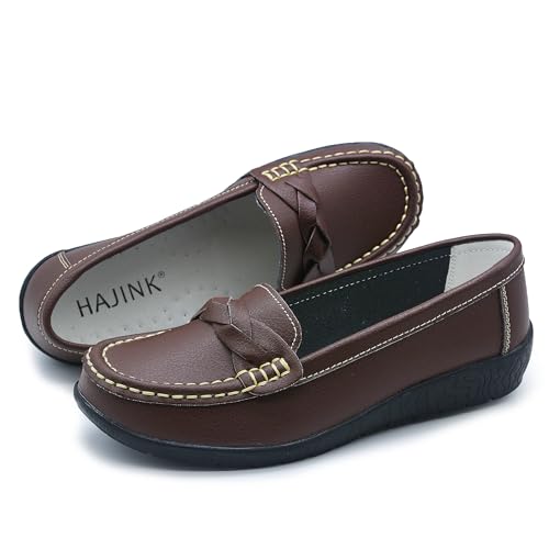 Image of Women Loafers Flexible Breathable Slip-On Comfortable Sole Low Wedge Loafers for Women Ladies Shoes for Walking