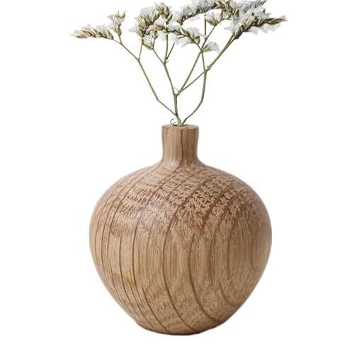Mini Vase en Bois Vintage | Fleurs sèches Vase Wood | Dekovase avec Tube en Verre | 7x4.5x2,5 cm Chêne Blanc Robust | Parfait pour Les Mariages de Chambre à Coucher